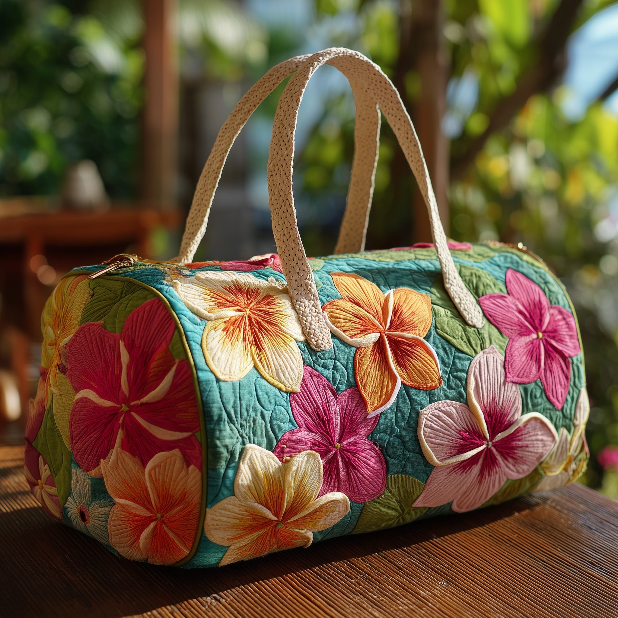 Plumeria Quilted Duffle Bag GFTONT2271 - Giftroza