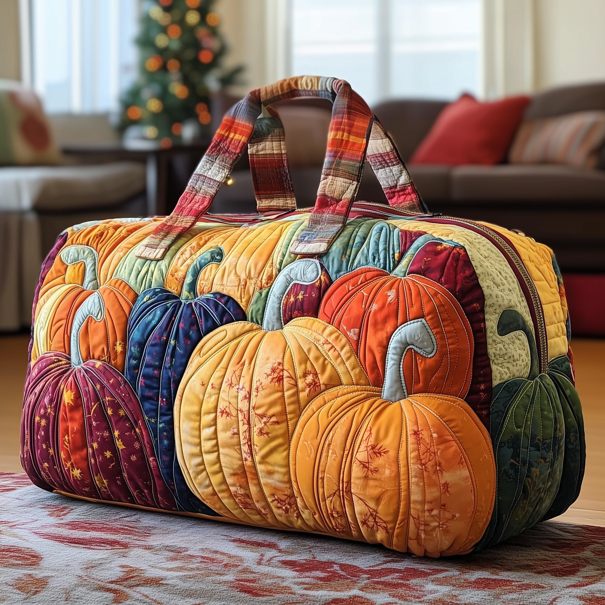 Autumn Pumpkin Quilted Duffle Bag GFTOXM415 - Giftroza