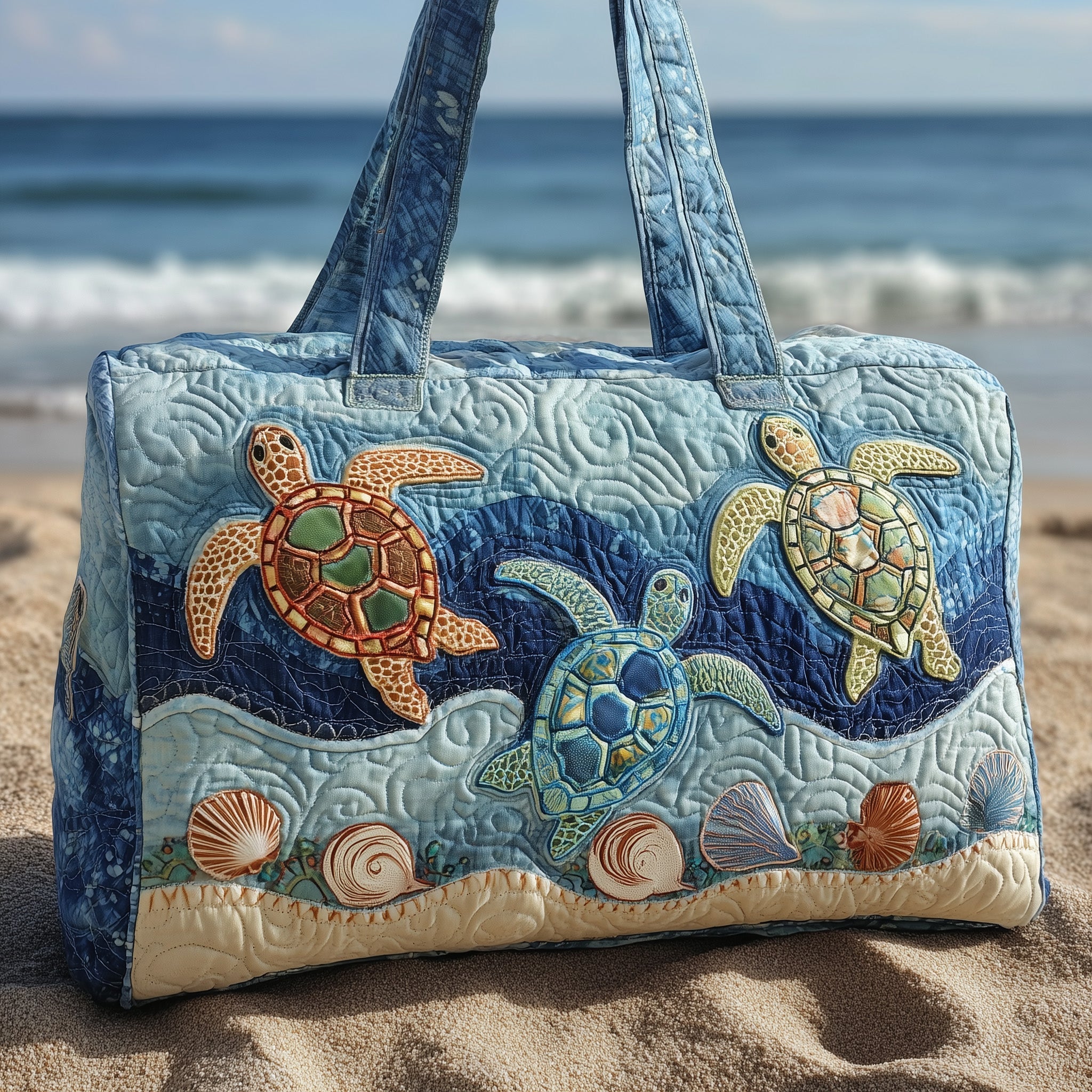 Sea Turtle Haven Quilted Duffle Bag GFTOTP10271 - Giftroza