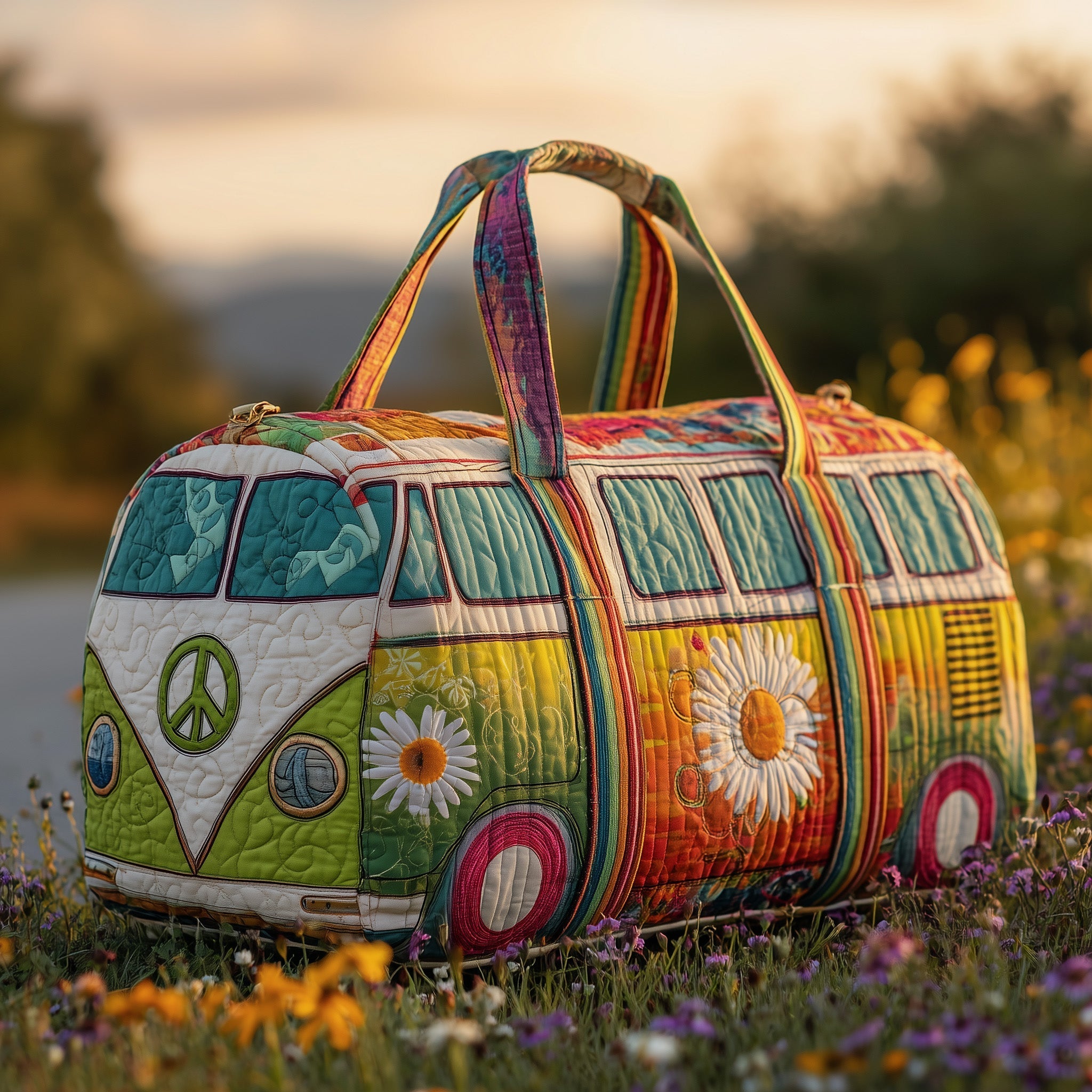 Hippie Van Quilted Duffle Bag GFTOMA3268 - Giftroza