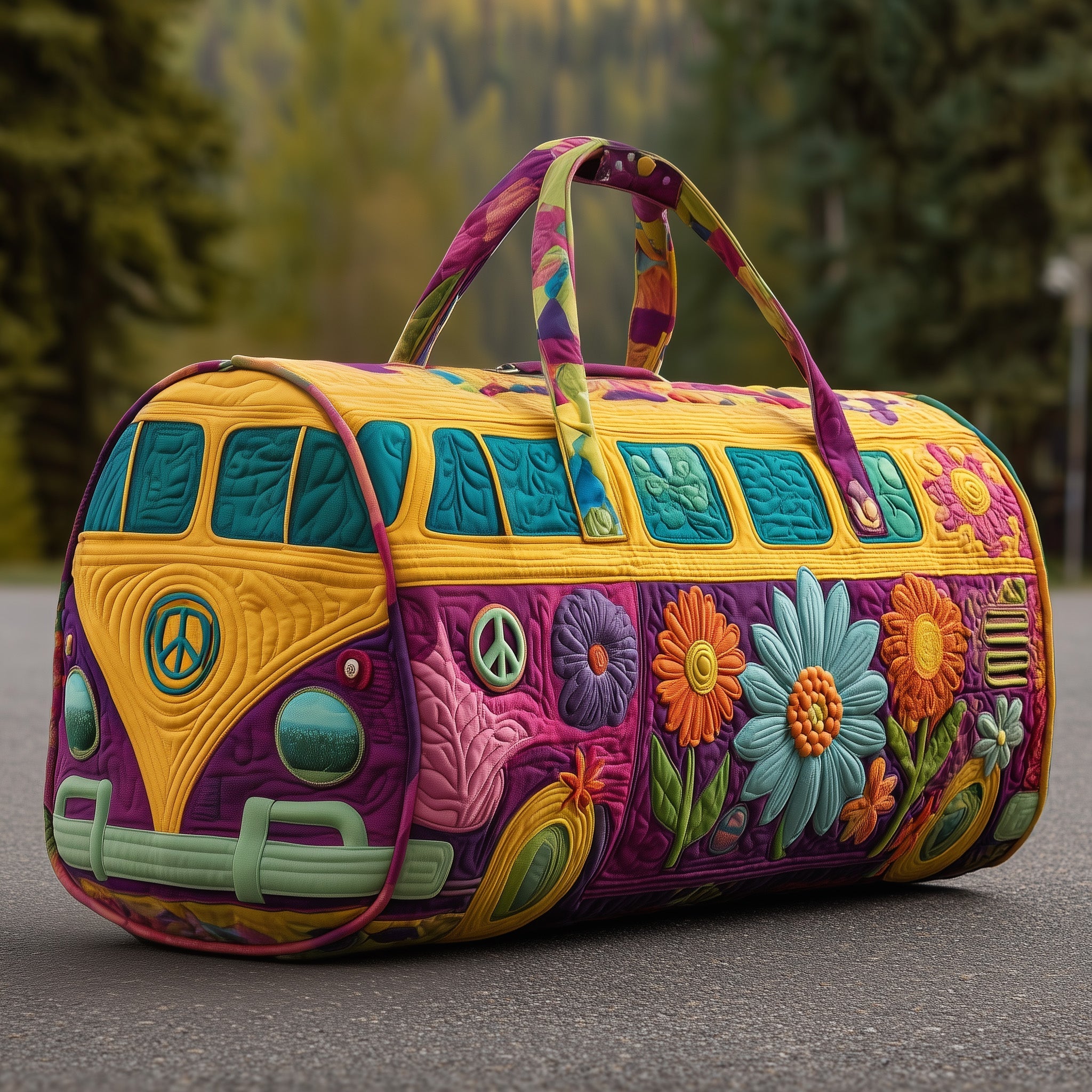 Hippie Van Quilted Duffle Bag GFTOYC44 - Giftroza