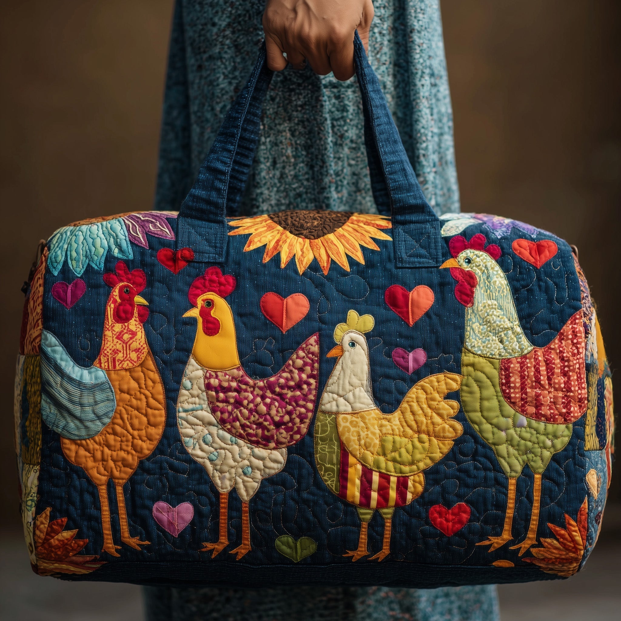 Happy Chicken Quilted Duffle Bag GFTONL5094 - Giftroza