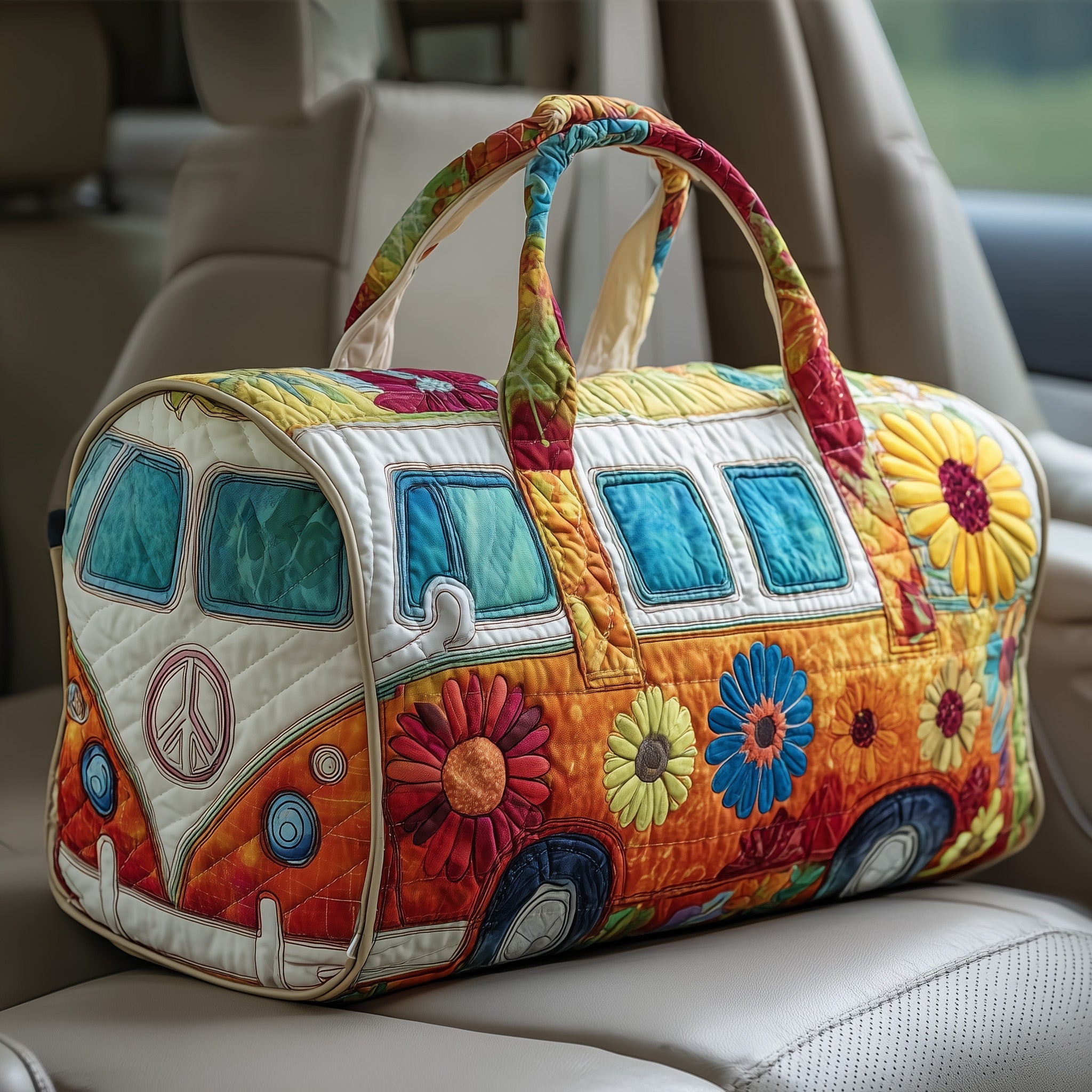 Hippie Van Quilted Duffle Bag GFTOTP10607 - Giftroza