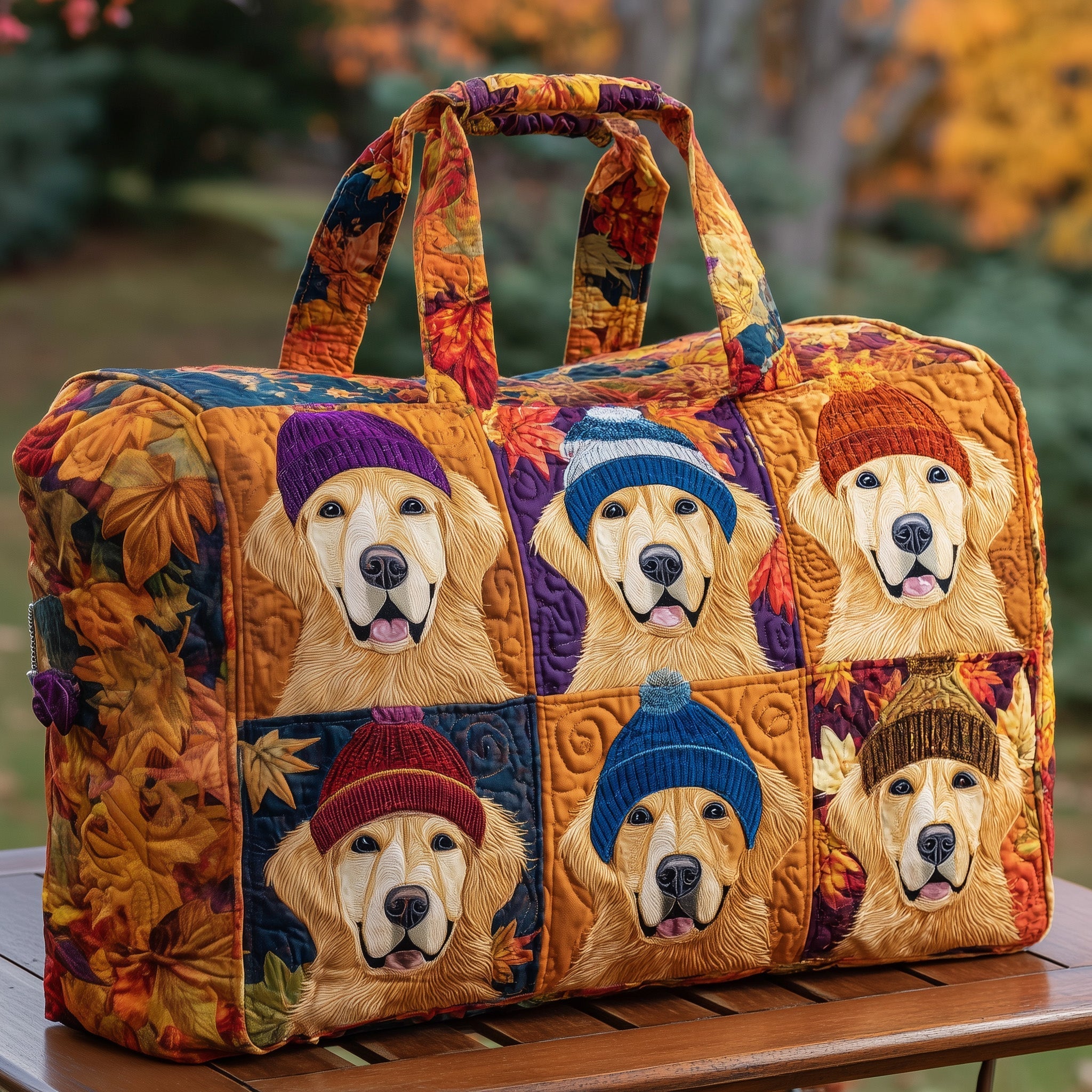 Autumn Golden Retriever Quilted Duffle Bag GFTOTP10701 - Giftroza