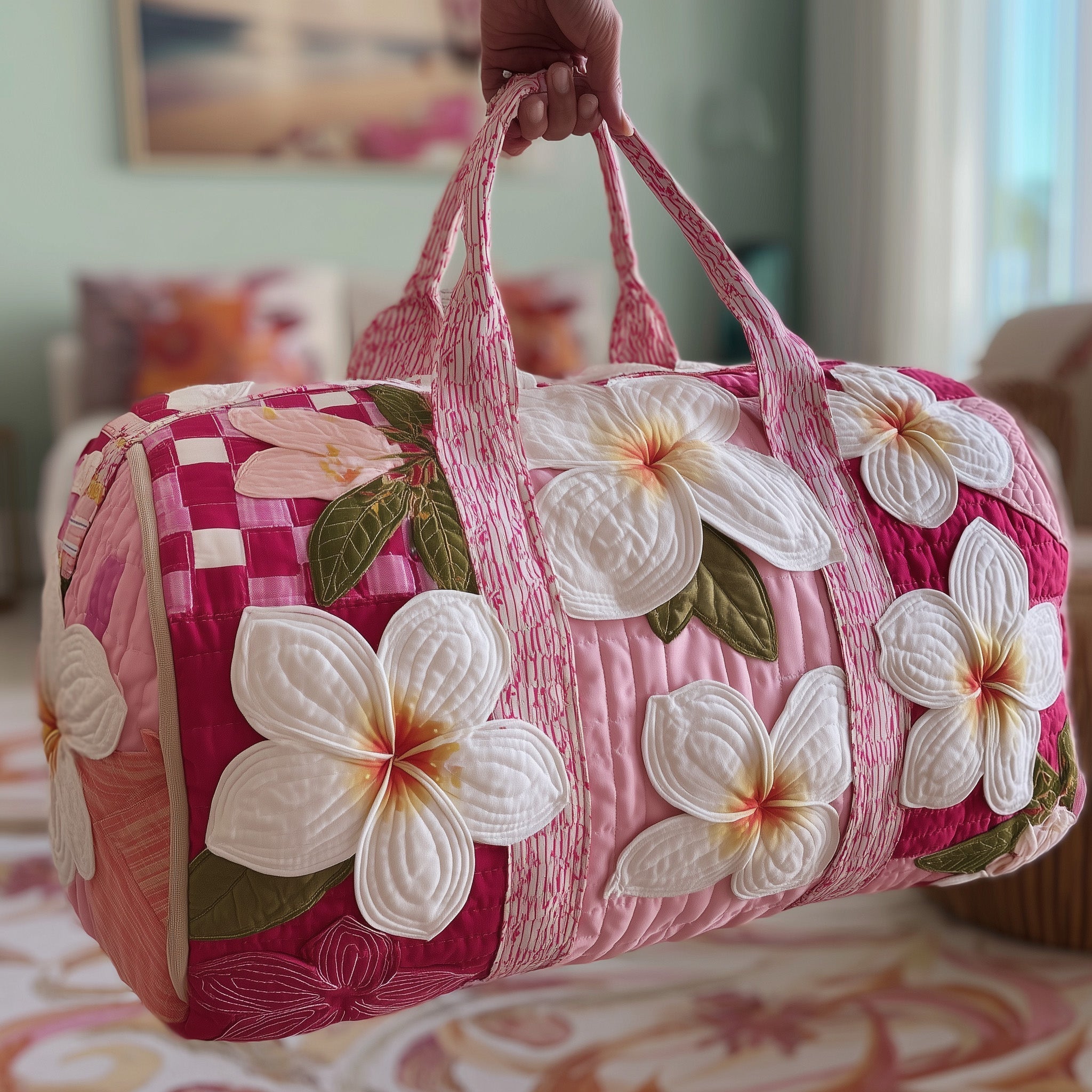 Summertime Plumeria Quilted Duffle Bag GFTOTP9568 - Giftroza