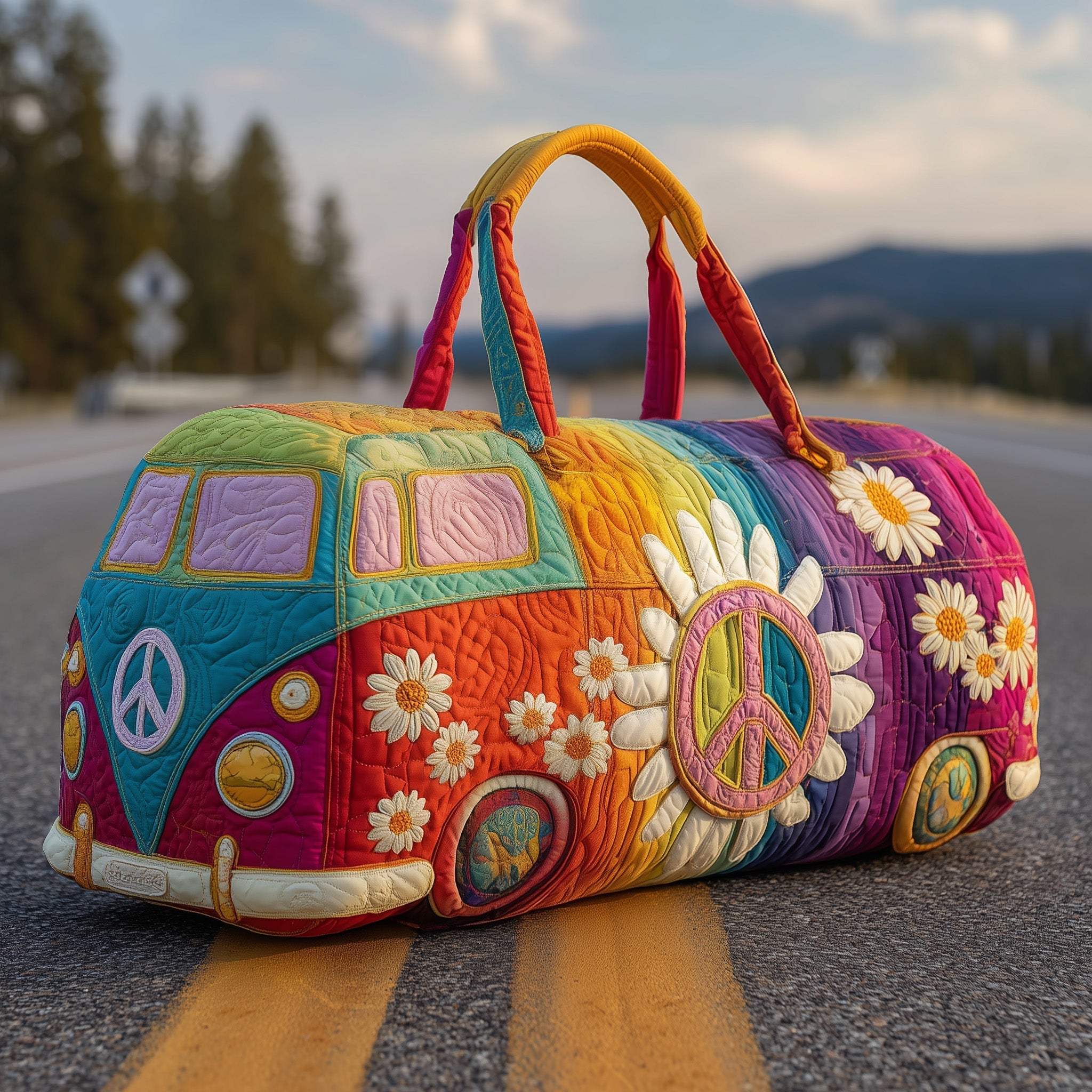 Hippie Journey Quilted Duffle Bag GFTOTP10824 - Giftroza