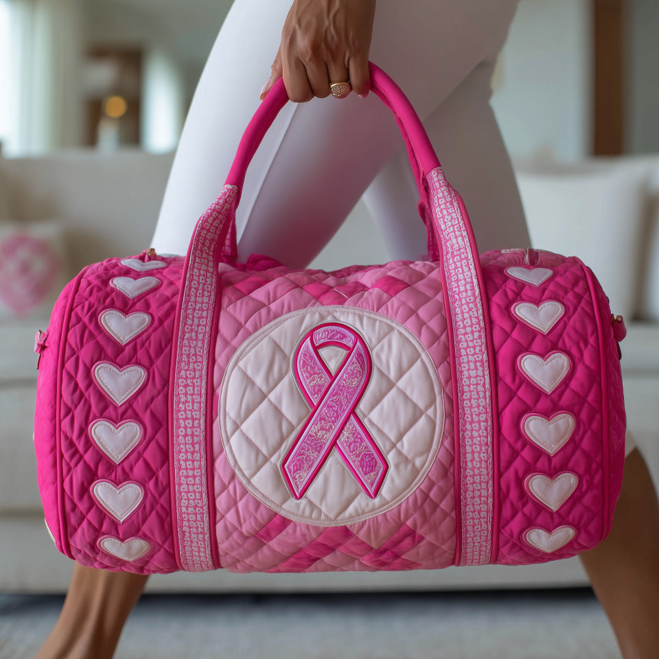 Breast Cancer Ribbon Quilted Duffle Bag GFTONT1621 - Giftroza