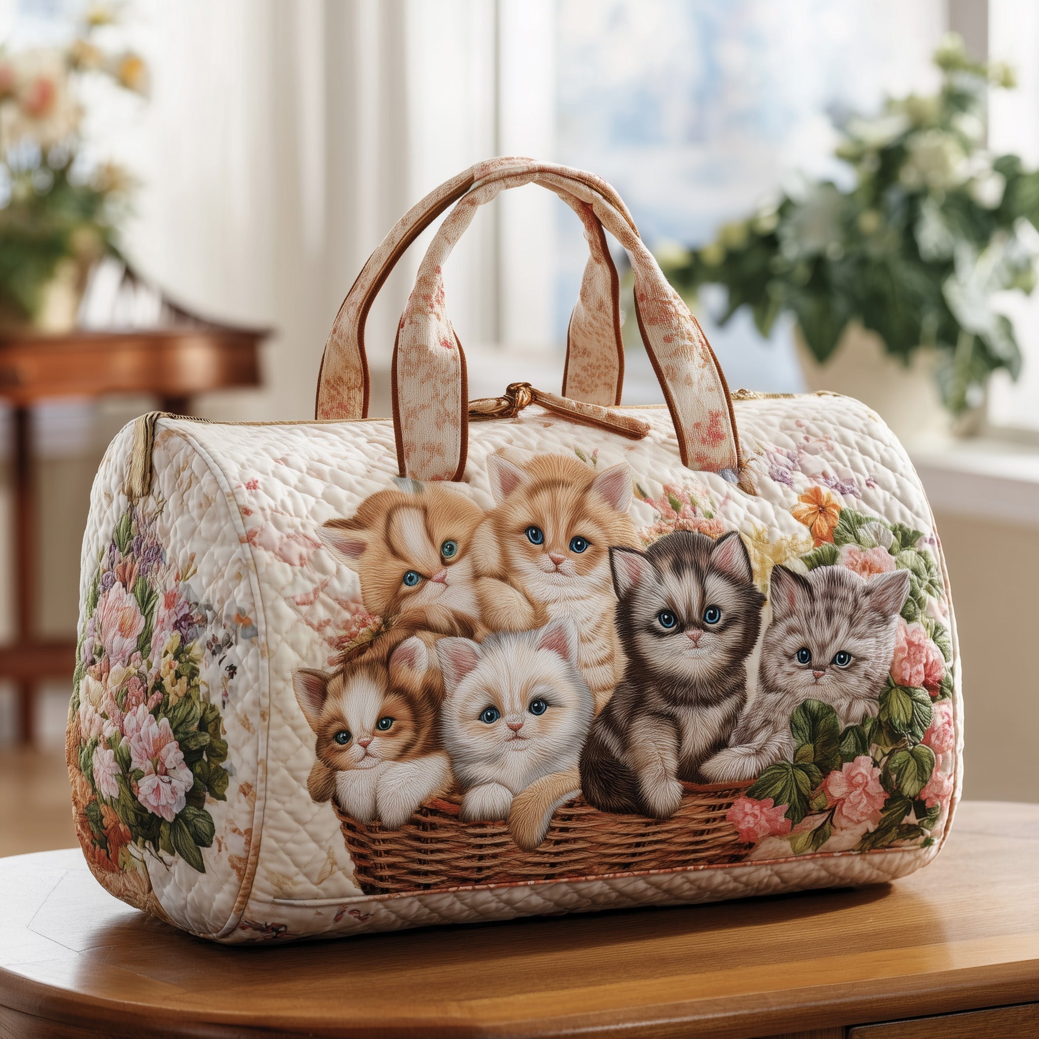 Purrfect Basket Quilted Duffle Bag GFTONL5834 - Giftroza