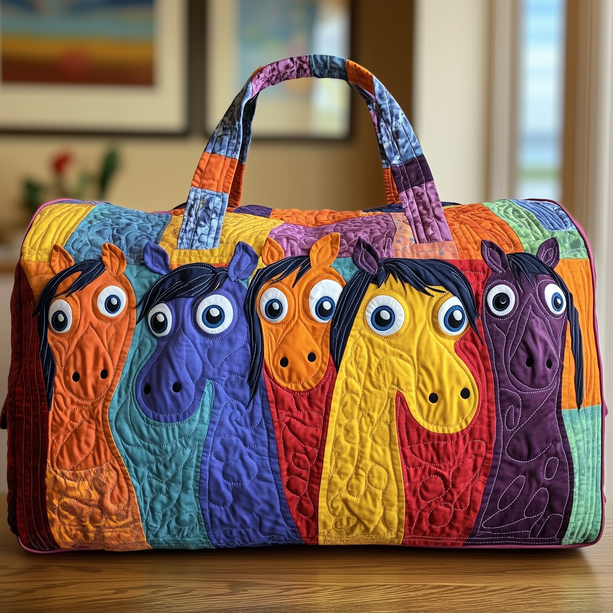 Cheerful Horses Quilted Duffle Bag GFTOMA4792 - Giftroza