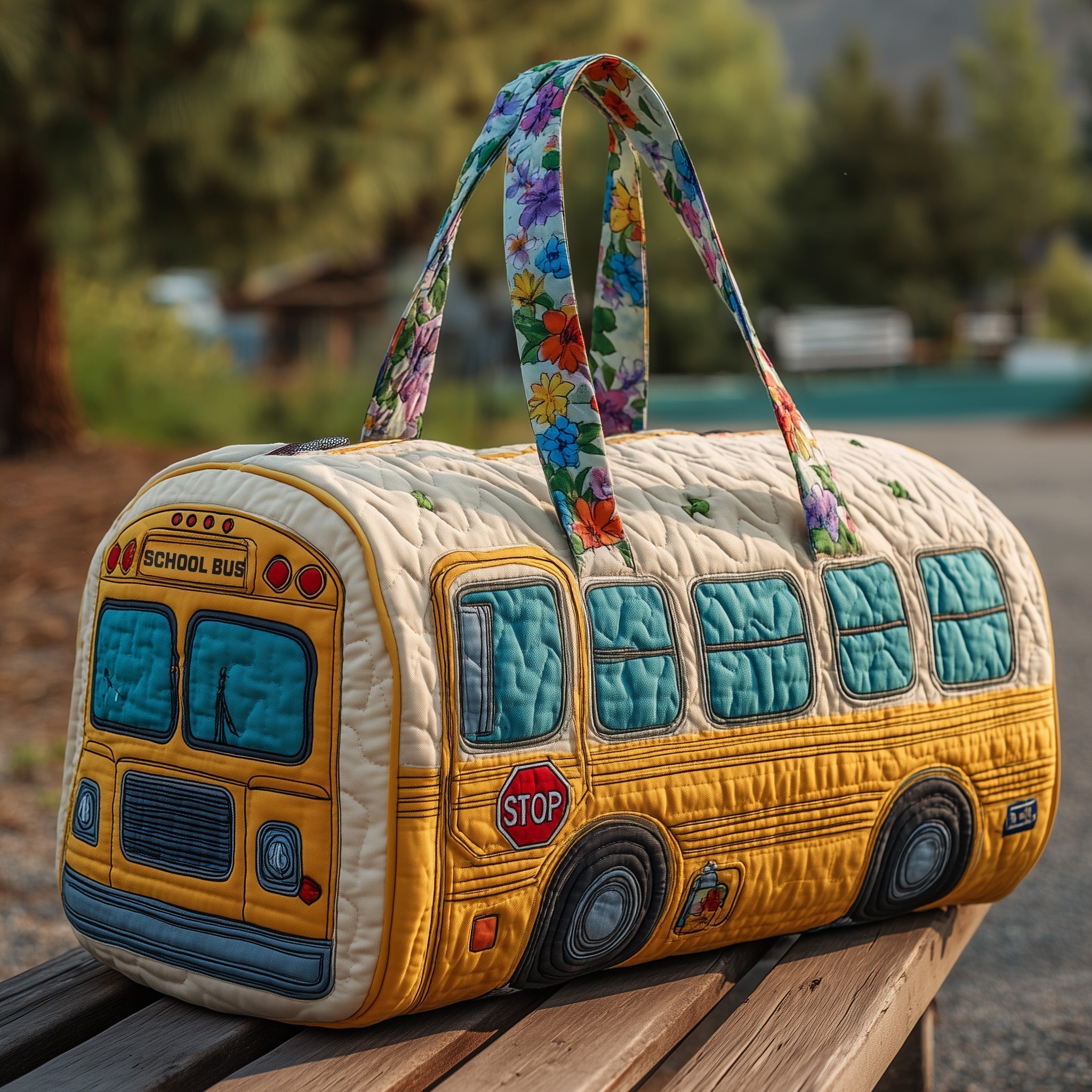 School Bus Quilted Duffle Bag GFTOHD10999 - Giftroza