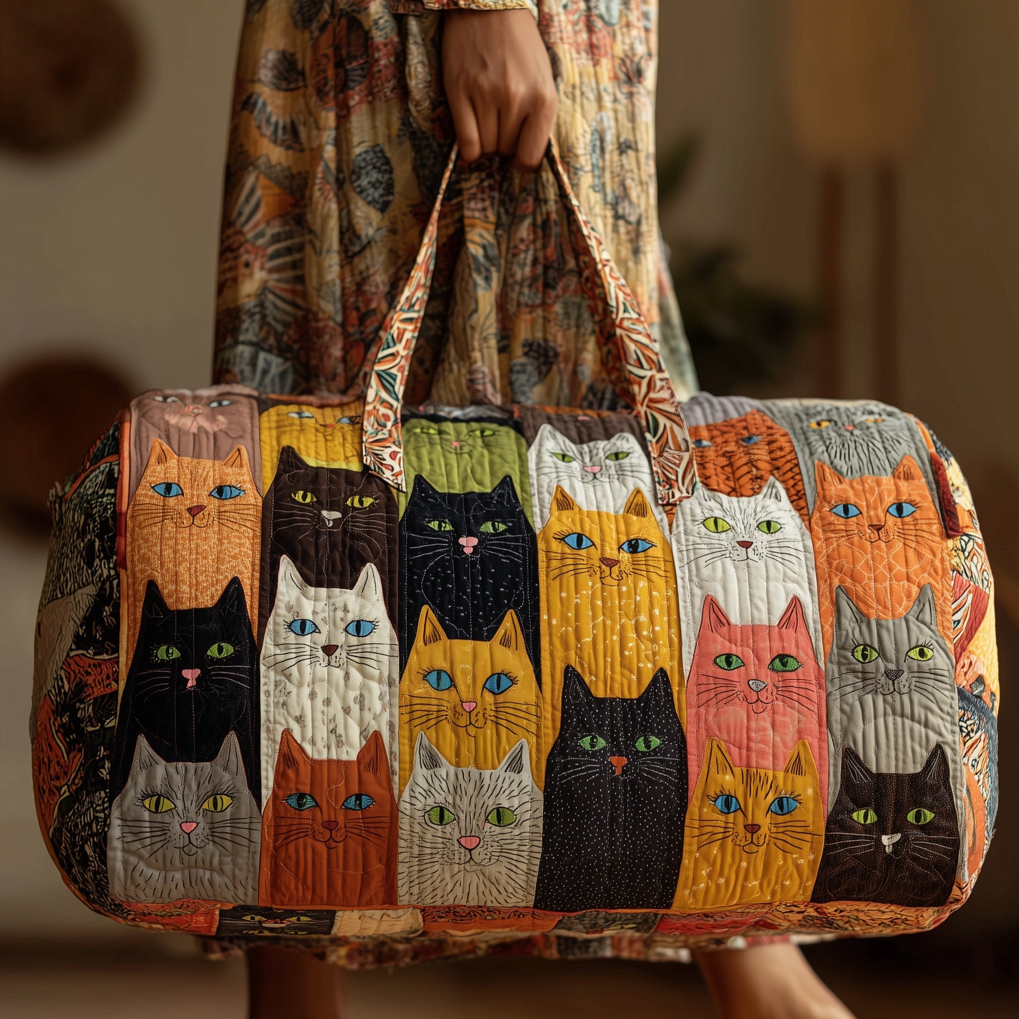 Cat Quilted Duffle Bag GFTOMA2093 - Giftroza