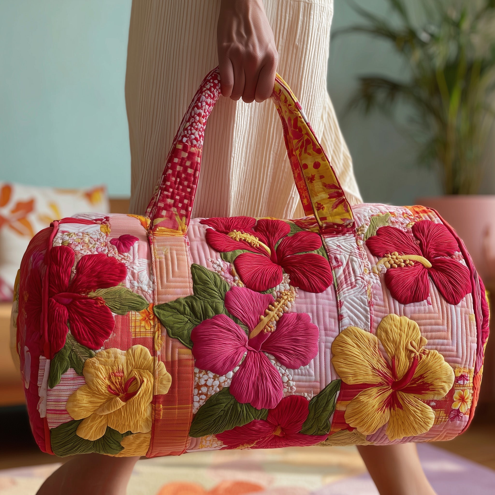 Summertime Hibiscus Quilted Duffle Bag GFTOTP9576 - Giftroza