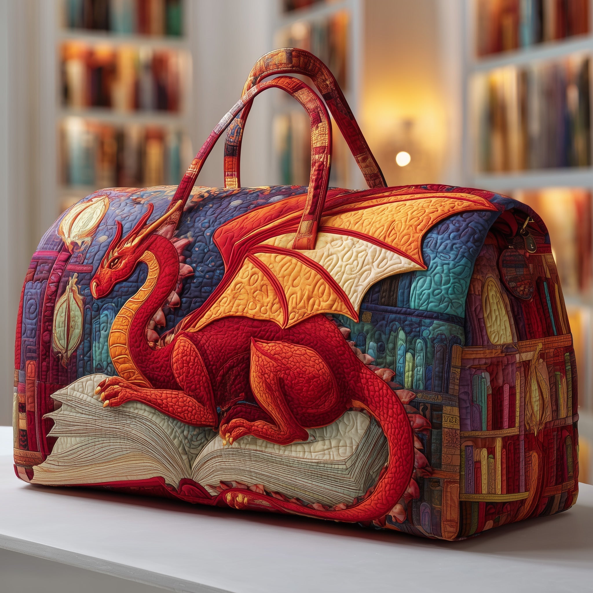Library Dragon Quilted Duffle Bag GFTOMA3120 - Giftroza