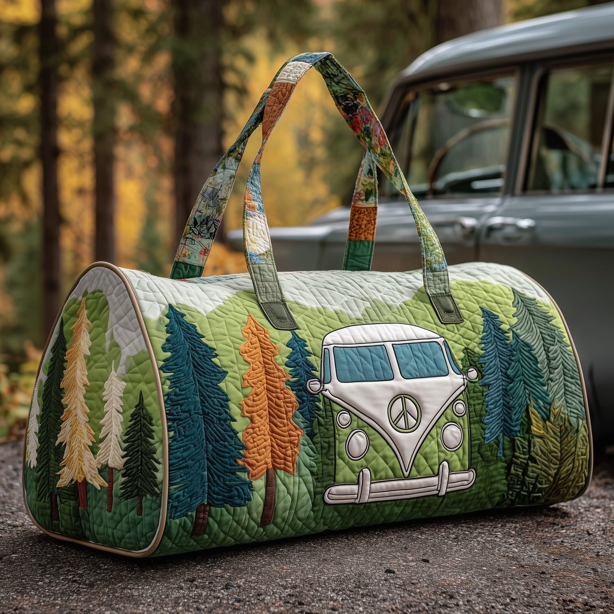 Hippie Van Quilted Duffle Bag GFTOTP10617 - Giftroza