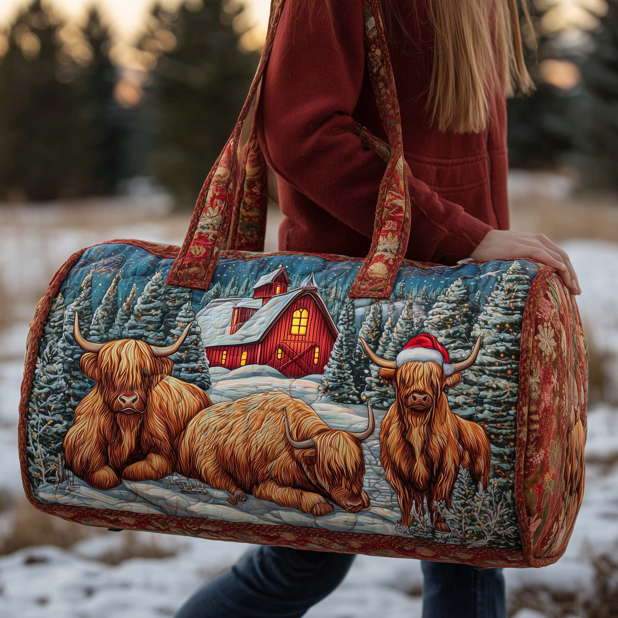 Farmstead Cow Quilted Duffle Bag GFTOMA7786 - Giftroza