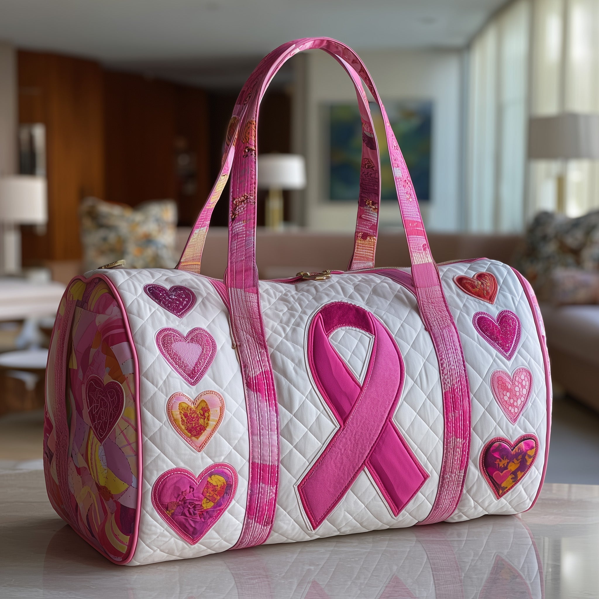 Brave Heart Ribbon Quilted Duffle Bag GFTOTP10732 - Giftroza
