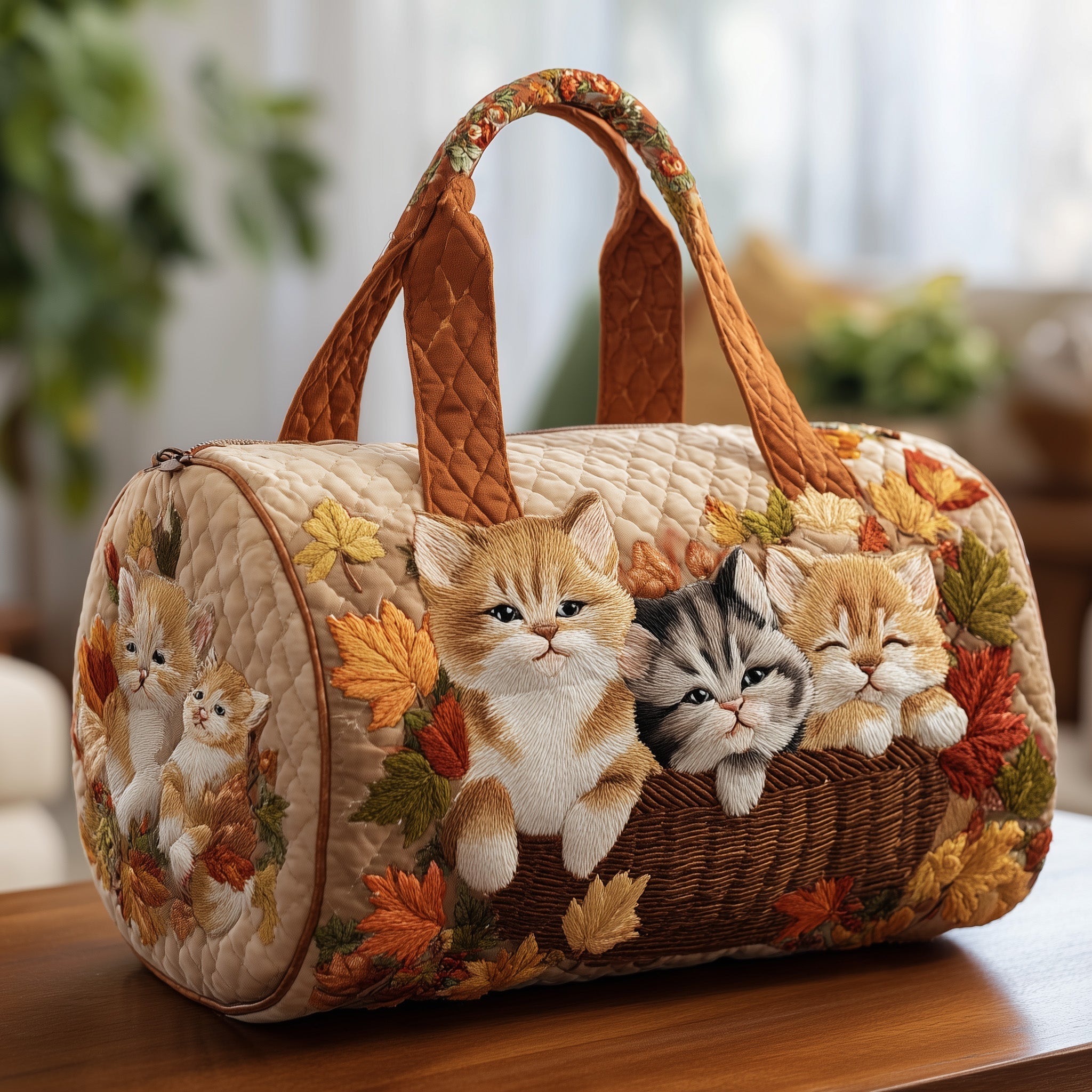 Autumn Cat Quilted Duffle Bag GFTONL5831 - Giftroza