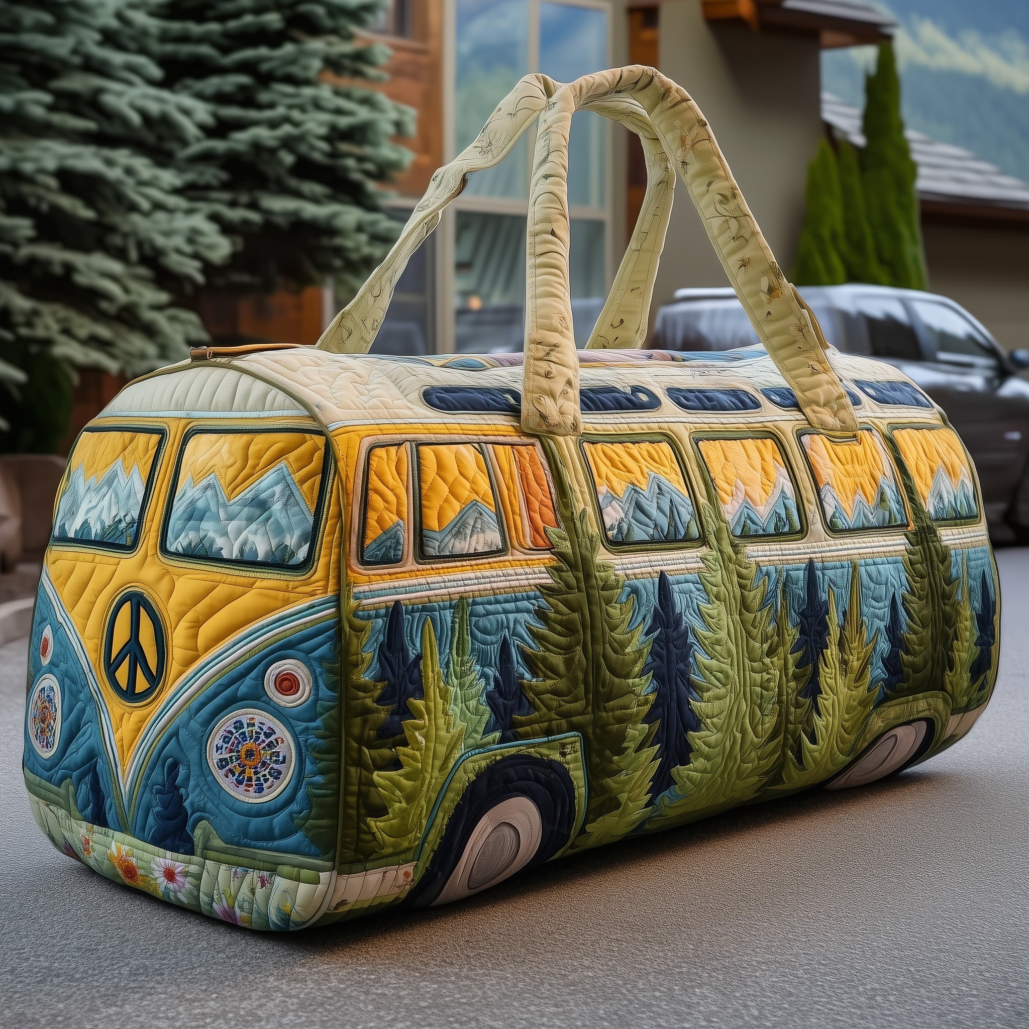 Hippie Van Quilted Duffle Bag GFTOYC40 - Giftroza