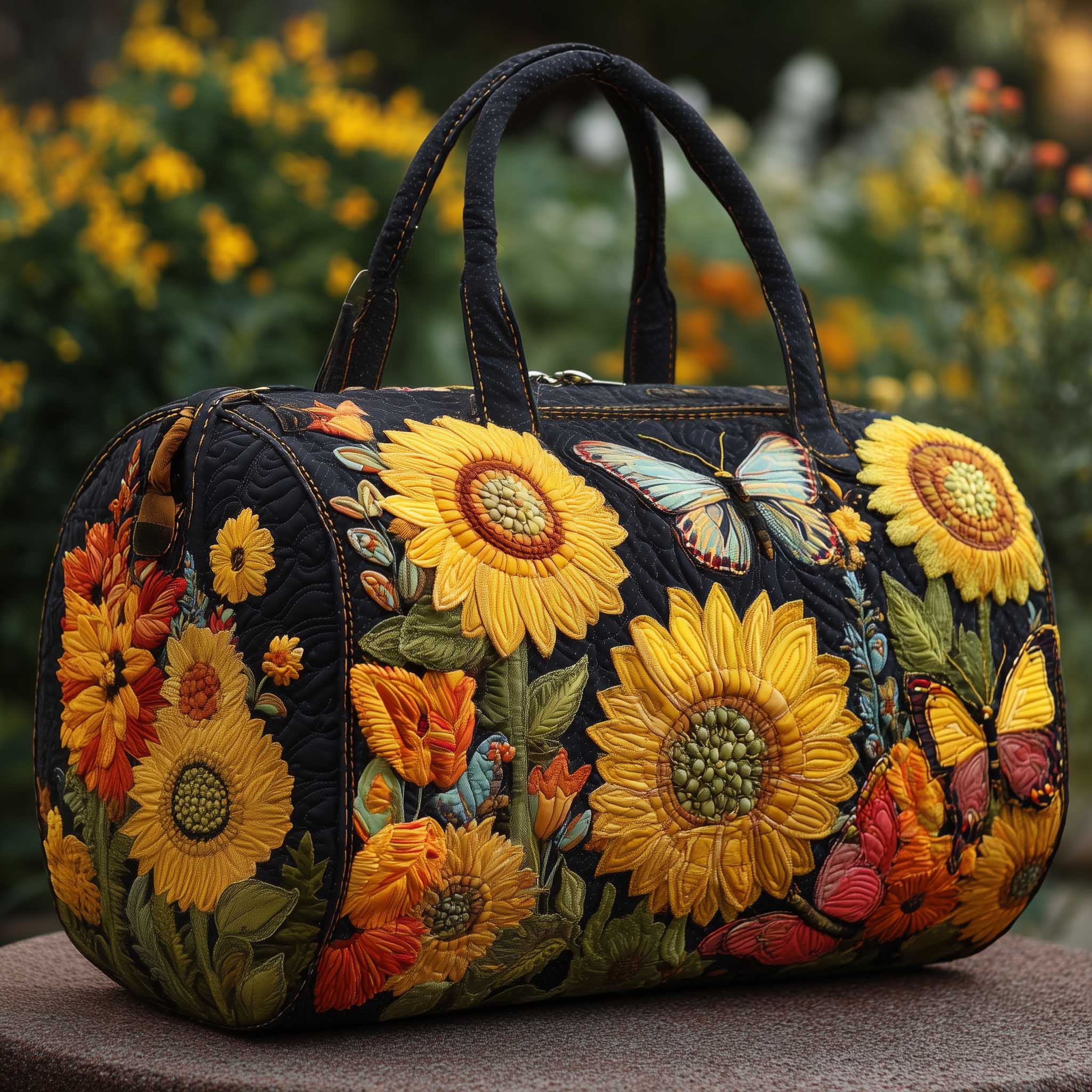 Sunflower Garden Quilted Duffle Bag GFTONL5979 - Giftroza