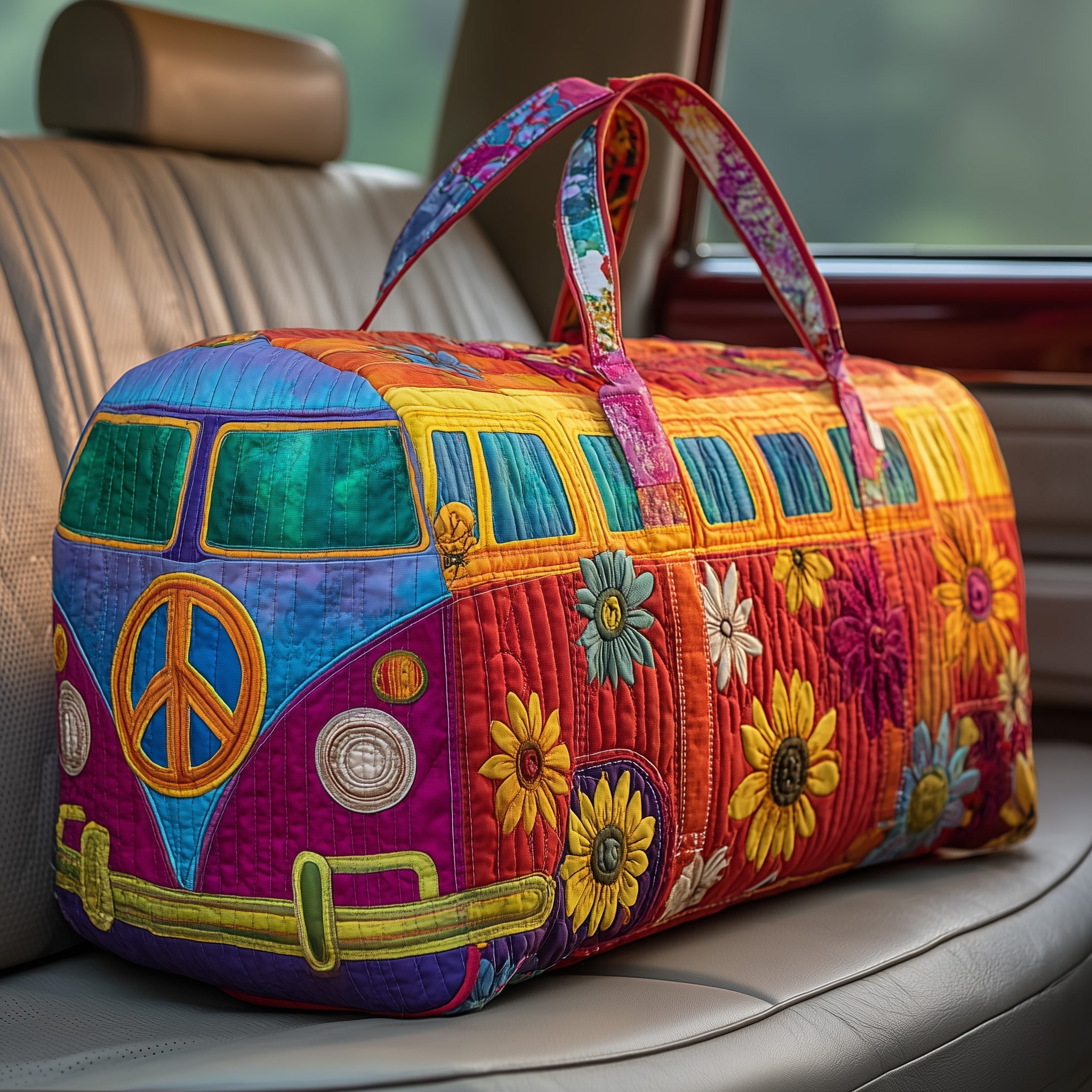 Hippie Van Quilted Duffle Bag GFTOTP10609 - Giftroza