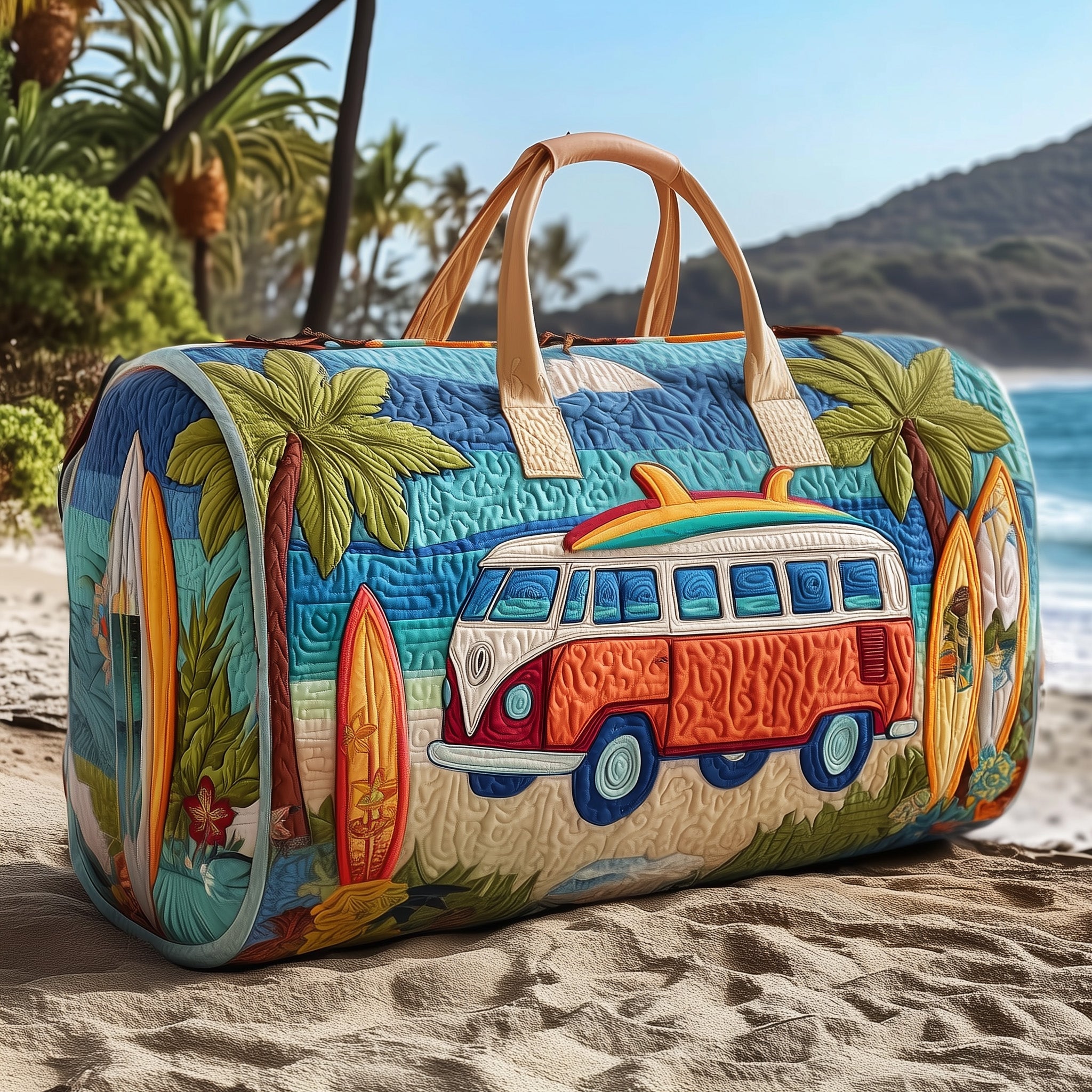 Hippie Van Quilted Duffle Bag GFTOTP10609 - Giftroza