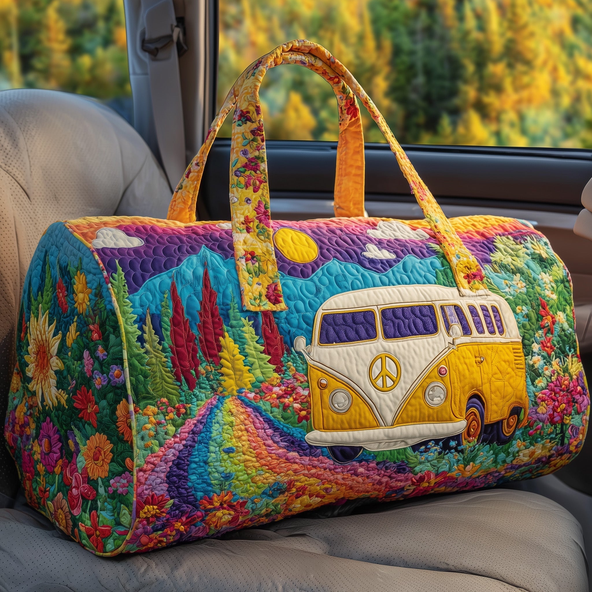 Hippie Journey Quilted Duffle Bag GFTOTP10823 - Giftroza
