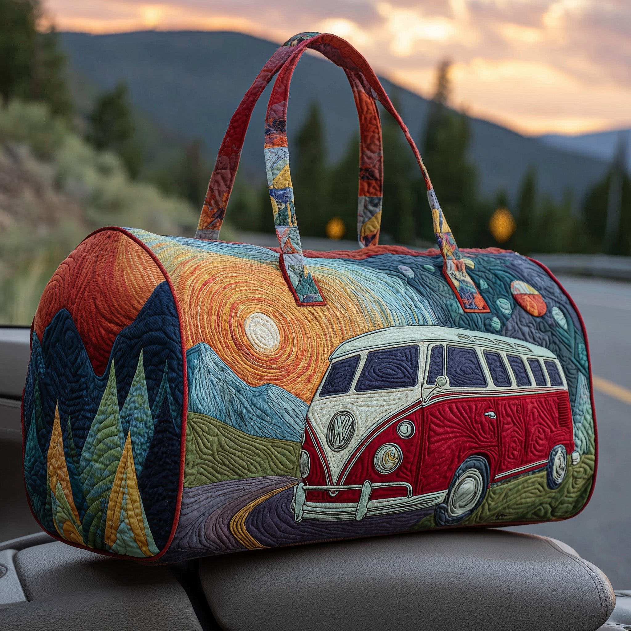 Hippie Van Quilted Duffle Bag GFTOHD9756 - Giftroza