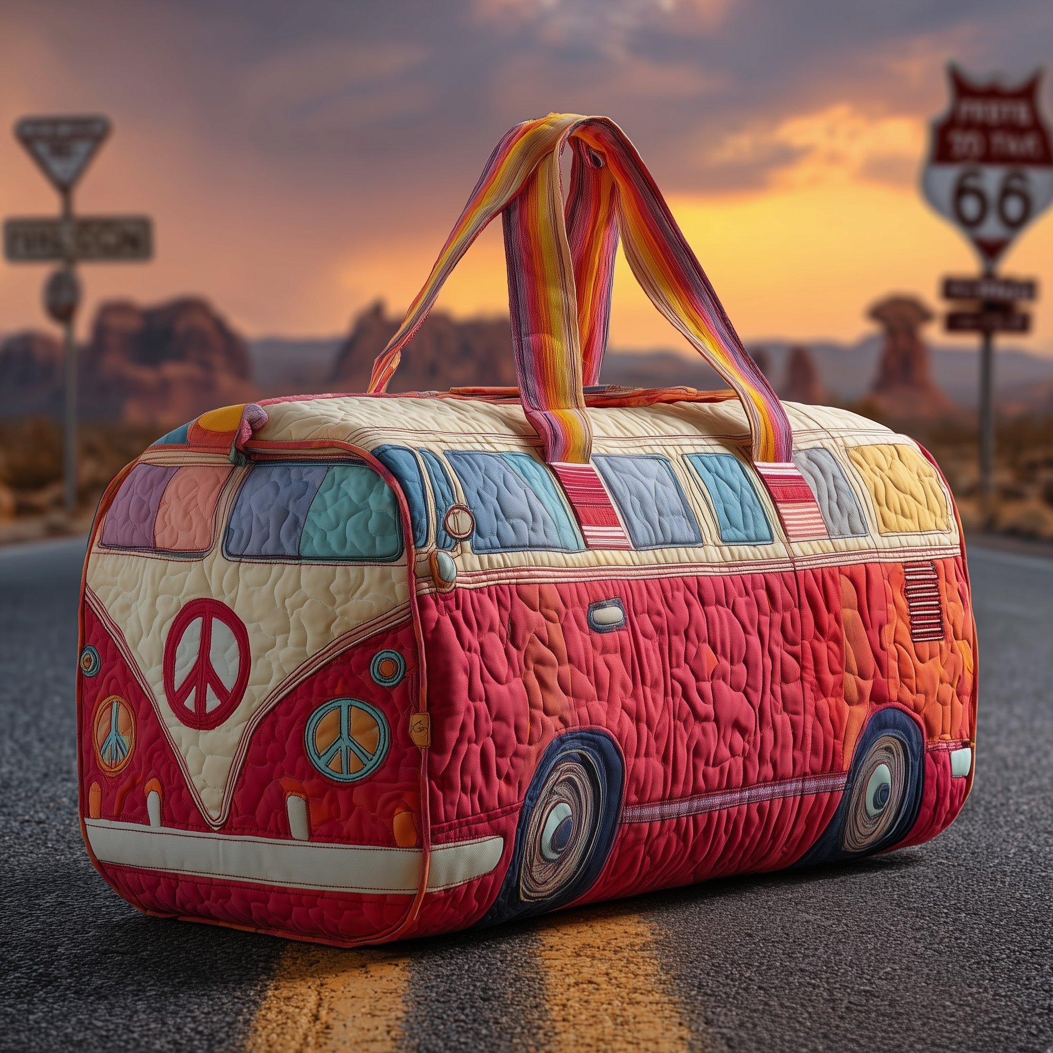 Hippie Van Quilted Duffle Bag GFTOMA3272 - Giftroza