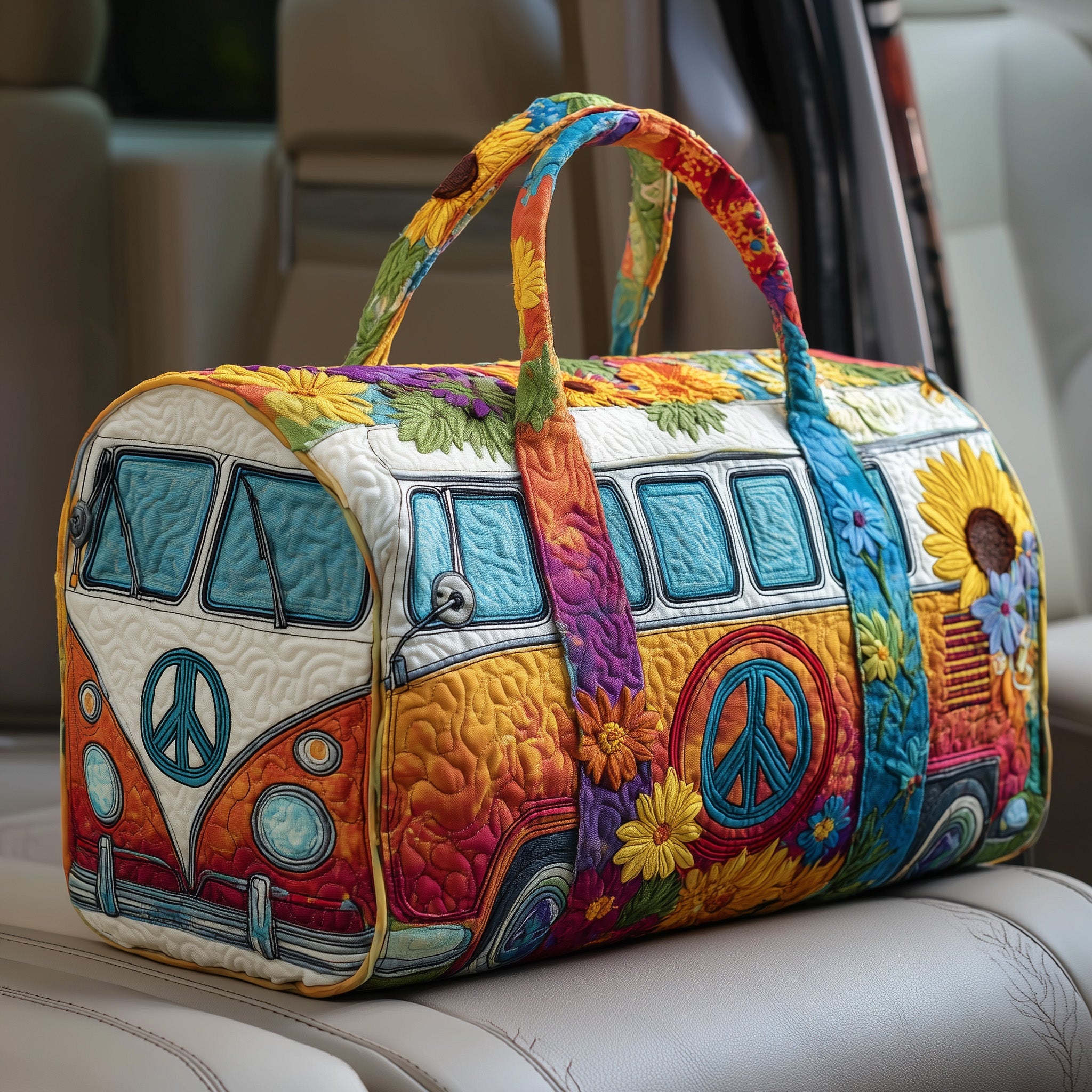 Hippie Van Quilted Duffle Bag GFTOTP10609 - Giftroza