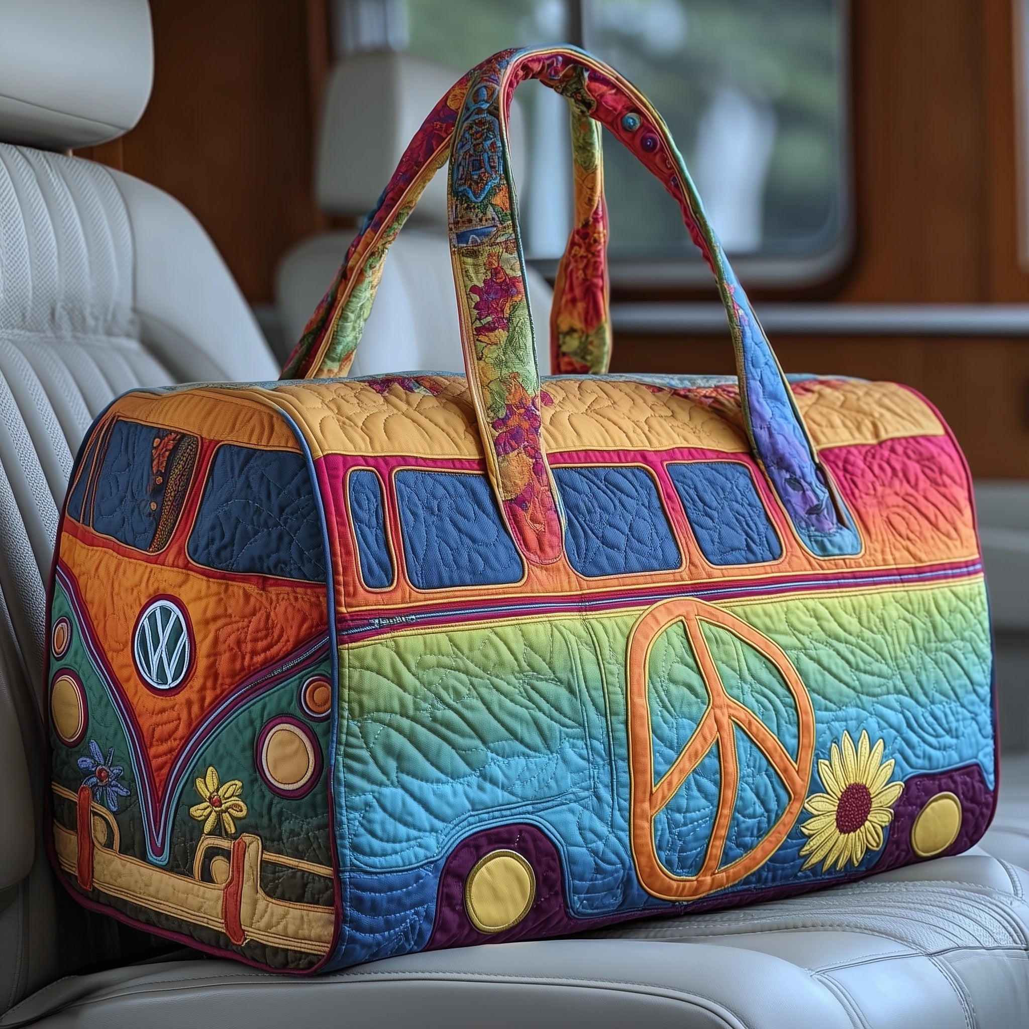 Hippie Van Quilted Duffle Bag GFTOTP10609 - Giftroza