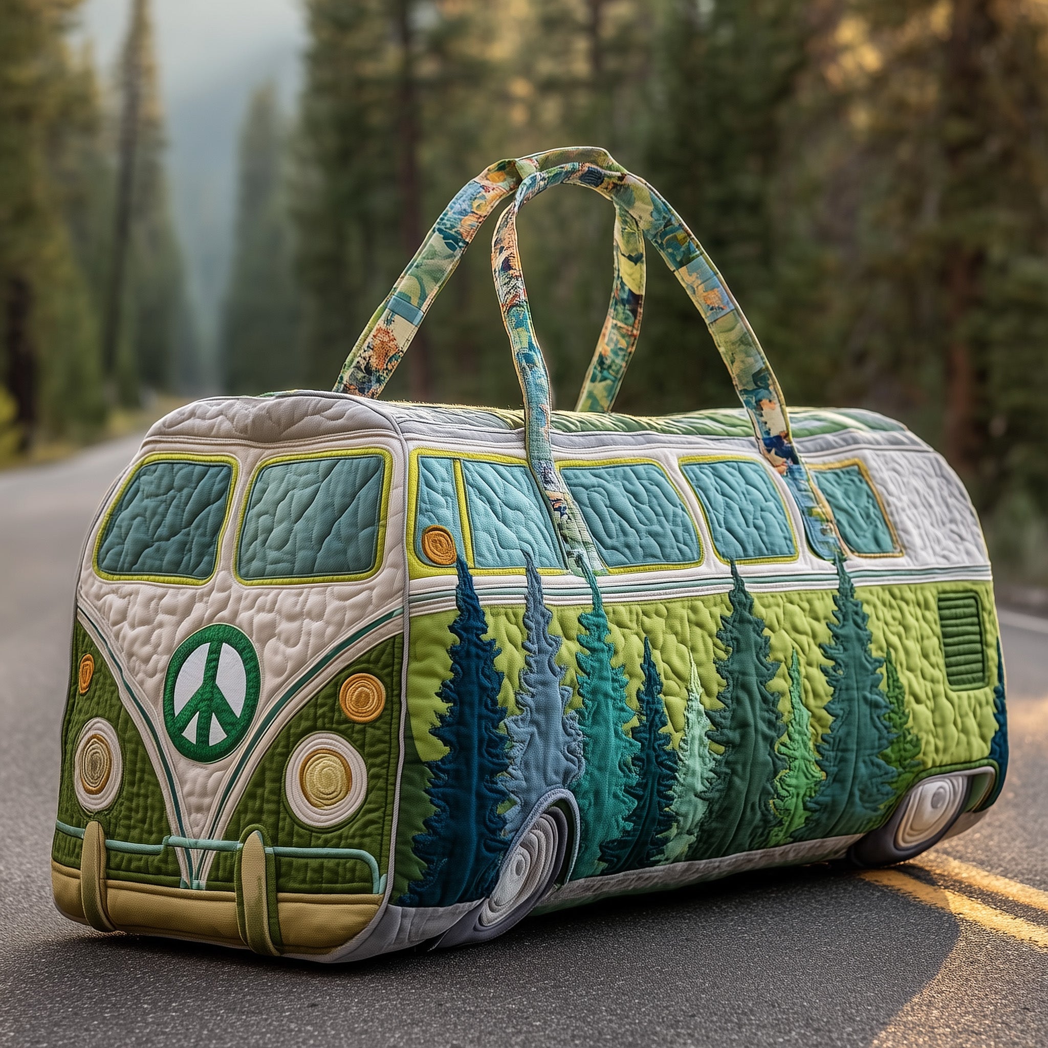 Hippie Van Quilted Duffle Bag GFTOTP10609 - Giftroza