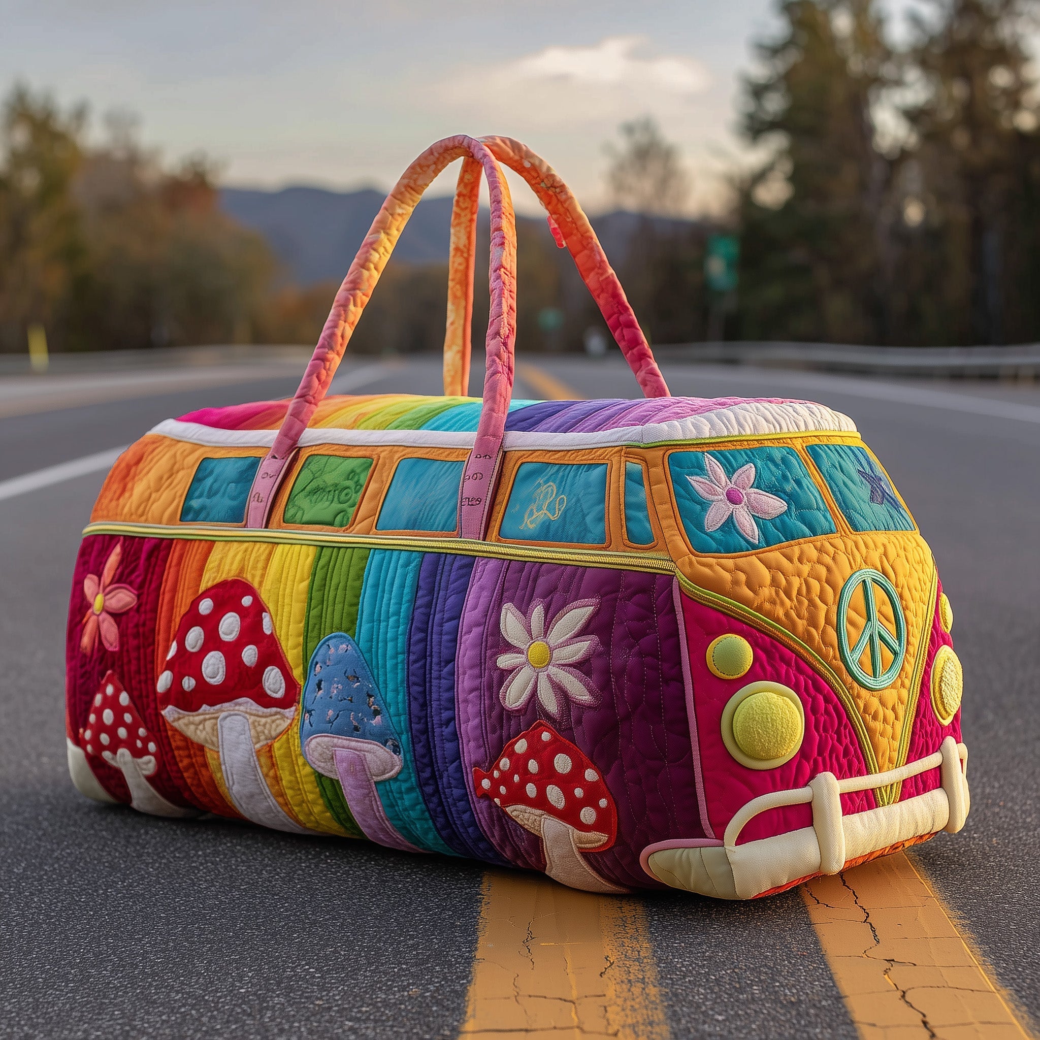 Hippie Van Quilted Duffle Bag GFTOTP11494 - Giftroza
