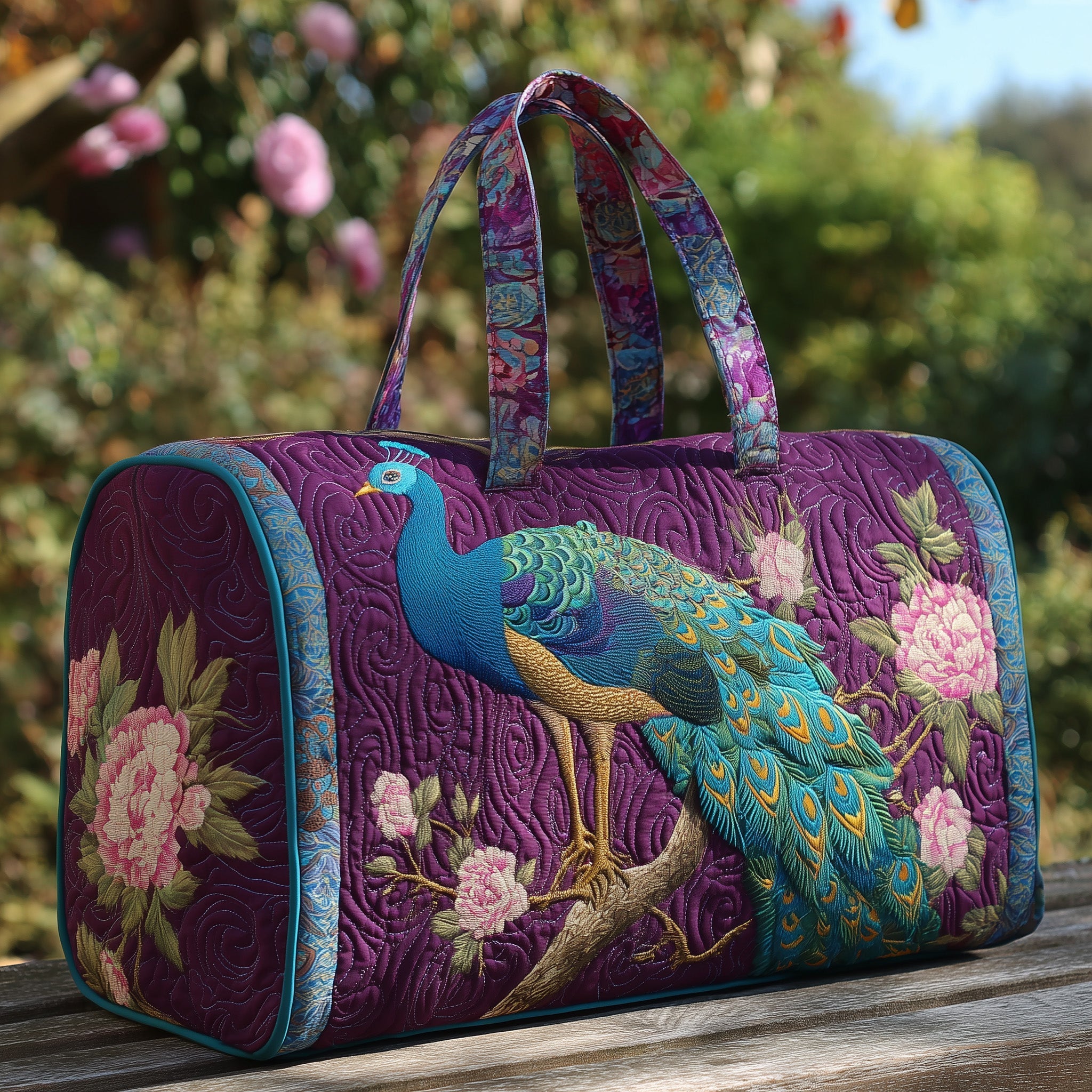 Elegant Peacock Quilted Duffle Bag GFTOHD9889 - Giftroza
