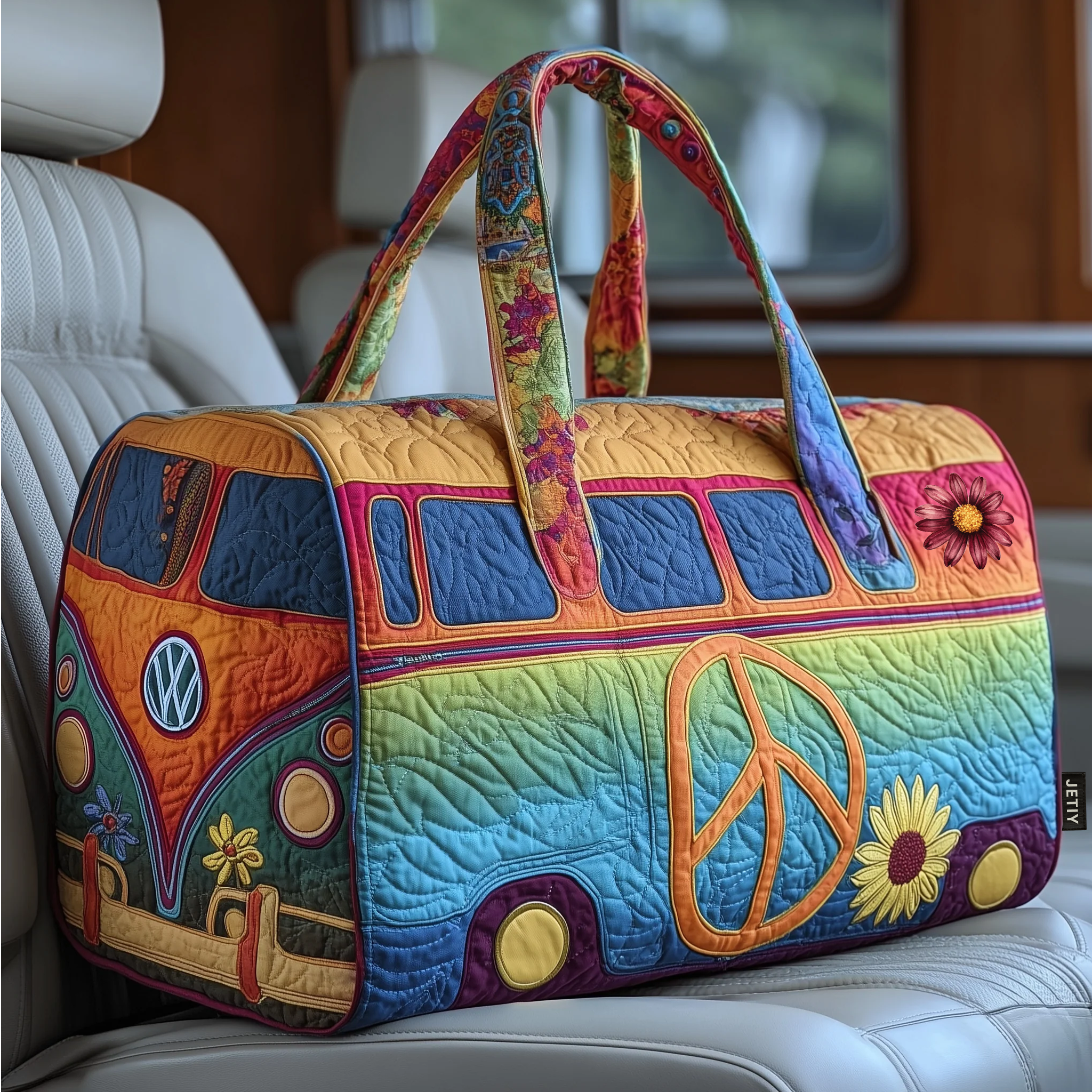 Hippie Van Quilted Duffle Bag GFTOTP10608 - Giftroza
