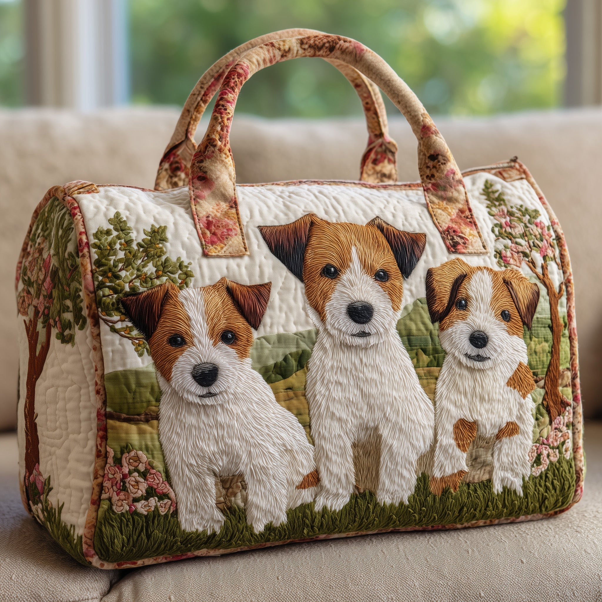 Adorable Jack Russell Quilted Duffle Bag GFTOYC46 - Giftroza