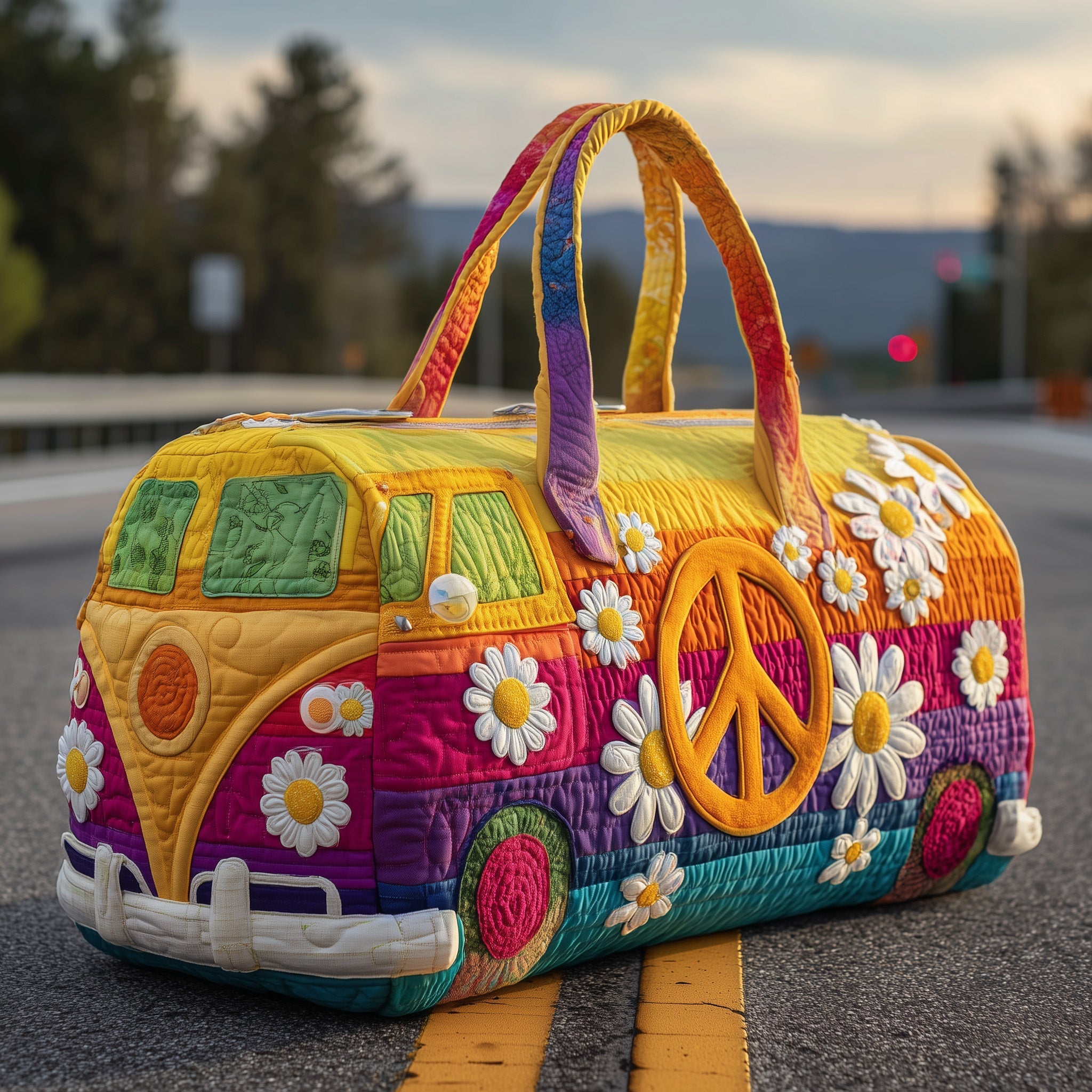Hippie Journey Quilted Duffle Bag GFTOTP10821 - Giftroza