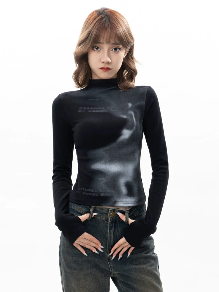Full-Print Slim Fit Long-Sleeve Top NA1958 - Binfenxie