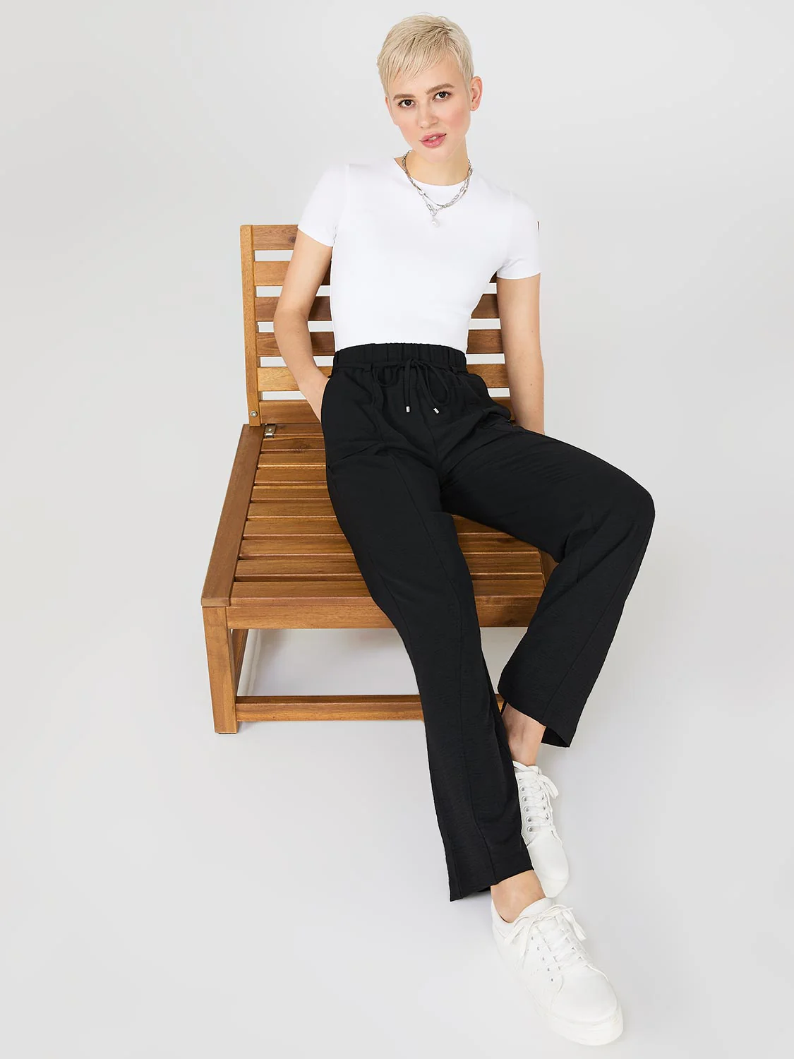 Wide-Leg Long Length Pants With Porkchop Pockets