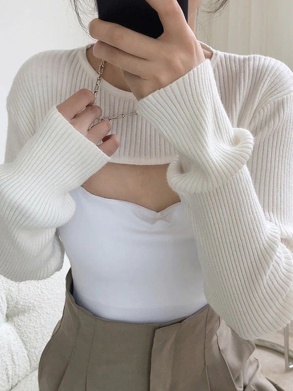 xakxx Original Solid Knitwear Short Tops