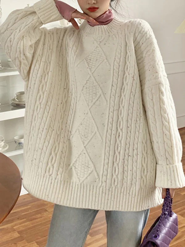 xakxx Original Casual Loose Round-Neck Long Sleeves Sweater Tops