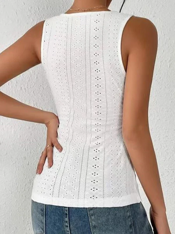 xakxx Skinny Sleeveless Solid Color Skinny Deep V-Neck Vest Top